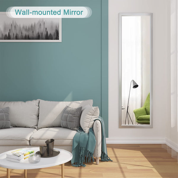 Dripex Over Door Mirror Full Length, 110 x 33cm Wall Mounted Mirror Door Hung Mirror for Bathroom/Bedroom/Wardrobe - Toughened Glass, Silver