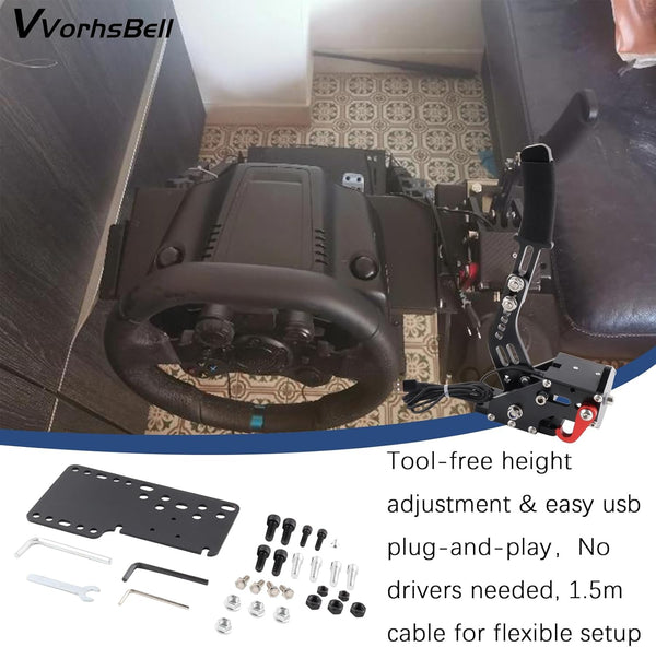 VVORHSBELL USB Handbrake 16 Bit SIM PC Racing Games Compatible with logitech G25 G27 G29 G920 G923 & Thrustmaster T300 T500 Adjustable Linear Handbrake For Simulator Games