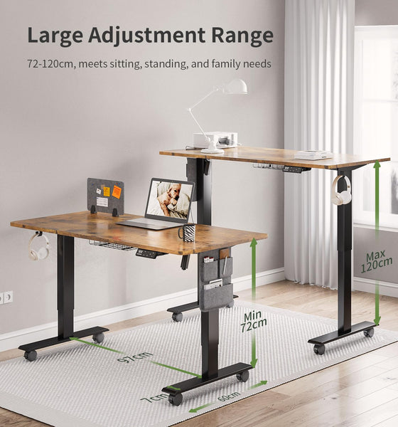 MAIDeSITe Height Adjustable Standing Desk Electric Standing Desk Sit Stand Desk Stand Up Desk with Cable Tray 120 * 60cm Desktop for Home Office