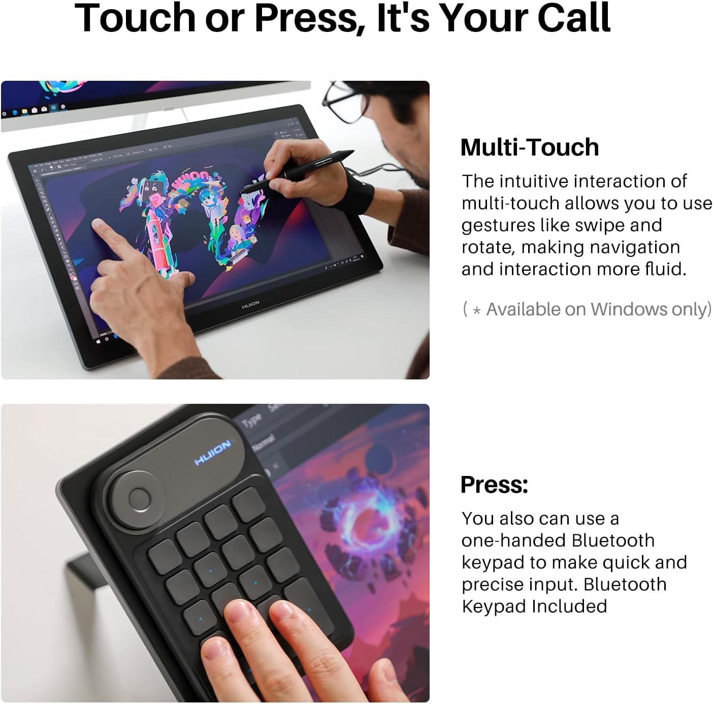 HUION Kamvas Pro 16(4K) UHD Graphic Tablet with Screen, 15.6-inch Monitor Full-Laminated Anti-Glare, Tilt Function 8192 Battery-Free Stylus PW517 for PC, Mac, Android