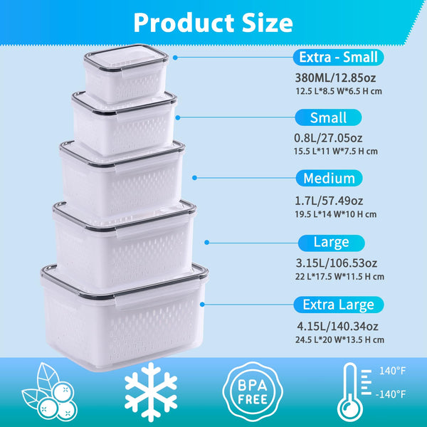 KUMD 50-Piece Airtight Food Storage Containers with Lids | Leakproof, BPA-Free, 25 Containers+ 25 Lids, Stackable & Microwave Safe Kitchen Organisers for Pantry, Meal Prep & Freezer Use, 40ml-2.5L