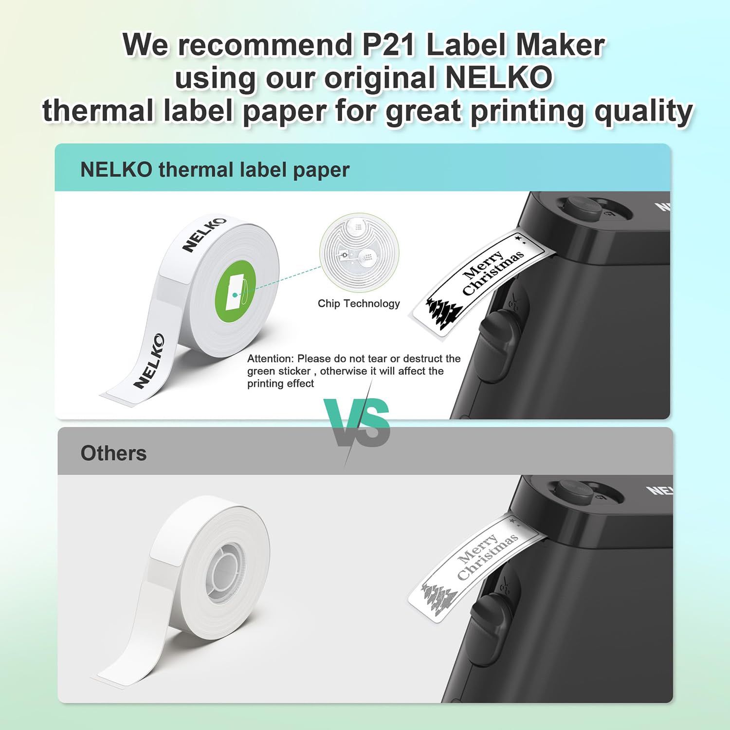 Nelko Label Maker Machine with Tape, P21 Portable Bluetooth Label Printer, Wireless Handheld Sticker Maker Mini Label Makers with Multiple Templates for Organizing Storage Barcode Office, White 1 pack