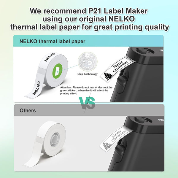 Nelko Label Maker Machine with Tape, P21 Portable Bluetooth Label Printer, Wireless Handheld Sticker Maker Mini Label Makers with Multiple Templates for Organizing Storage Barcode Office, White 1 pack