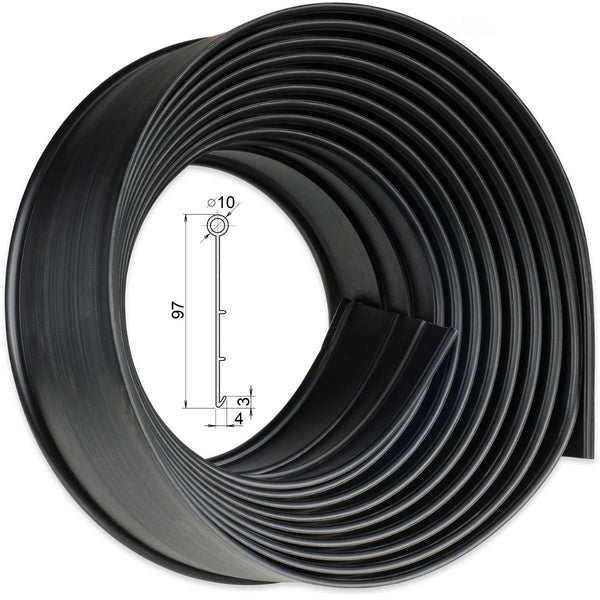 Elastic Lawn Edging with Round Top Bead (12 m Black) - Durable Stay-in-Place Design - Easy Installation, Weather Resistant - Ideal for Curves &