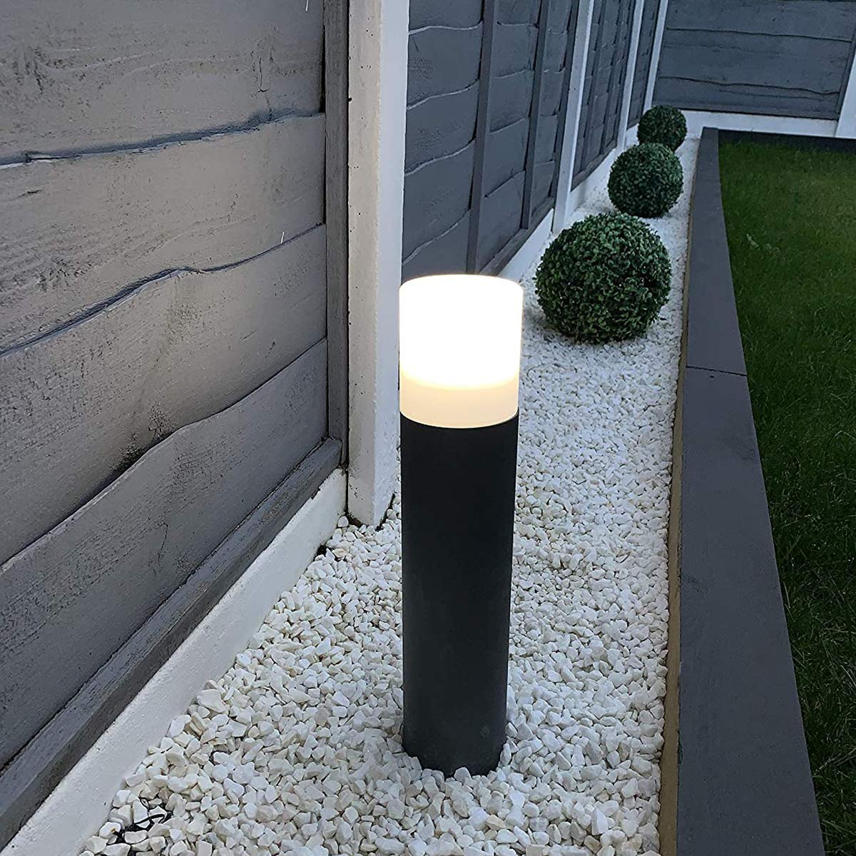 CGC Lighting Dark Grey Outdoor Bollard Post Light Garden Modern Cylinder Anthracite Contemporary Patio Terrace Garden Path Drive Door Gate Driveway