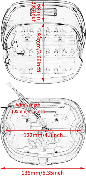 HDBUBALUS Motorcycle Rear Led Tail Light Brake Running License Plate Taillight Fit for Harley Sportster Touring Road King Electra Glide Dyna Fat Boy Night Train Softail Smoke Lense 1 Pcs