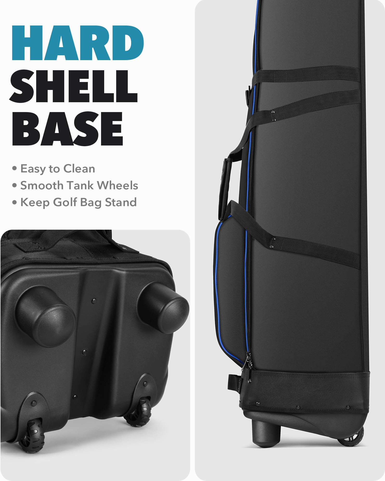 Findway Golf Travel Bag with Wheels [Upgraded], 1680D Heavy Duty Oxford Wear-Resistant Waterproof Travel Golf Bag Case with [Extra Removable Pad],