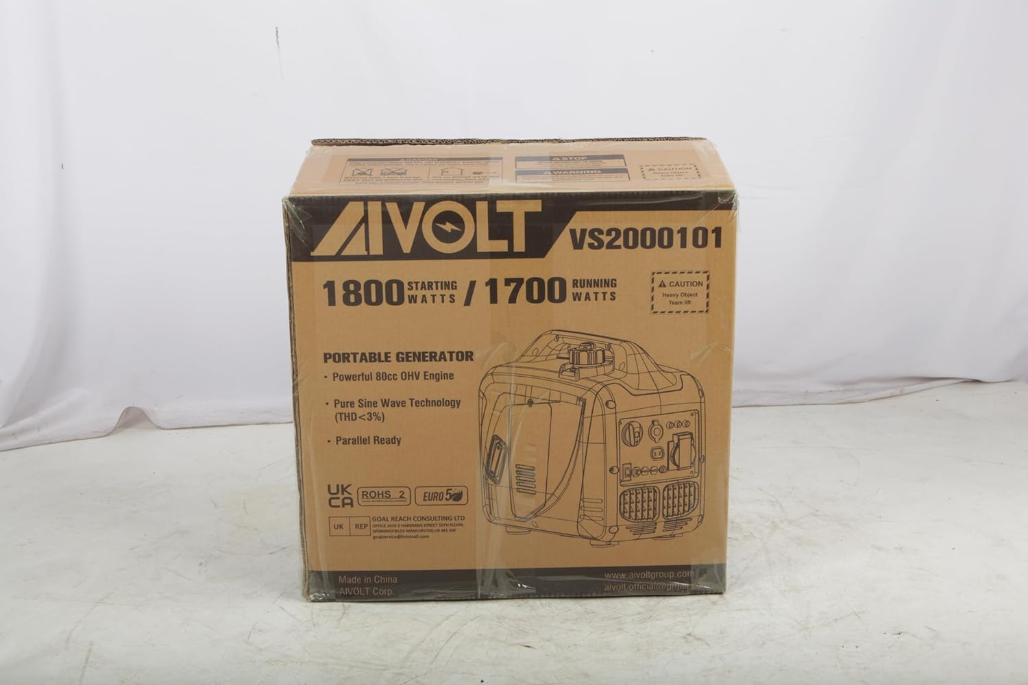 AIVOLT 1800W Petrol Inverter Generator 4 Stroke 80cc Engine Portable Silent Generator for Camping, Jobsites, Home Use-Pure Sine Wave, Super Lightweight