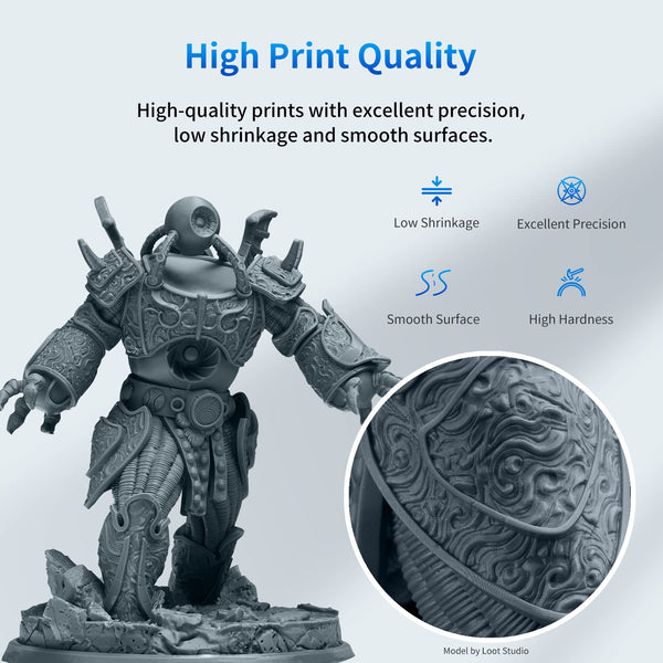ANYCUBIC Standard 3D Printer Resin, LCD UV 405nm Rapid Photopolymer 3D Resin for 6K/8K/12K/14K LCD 3D Printers(1000g, Grey)