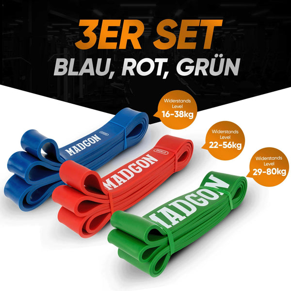 MADGON Resistance Bands for Superior Workouts - Tearproof & Durable Exercise Bands in 5 Resistance Levels with Bag - Resistance Bands for All Muscle