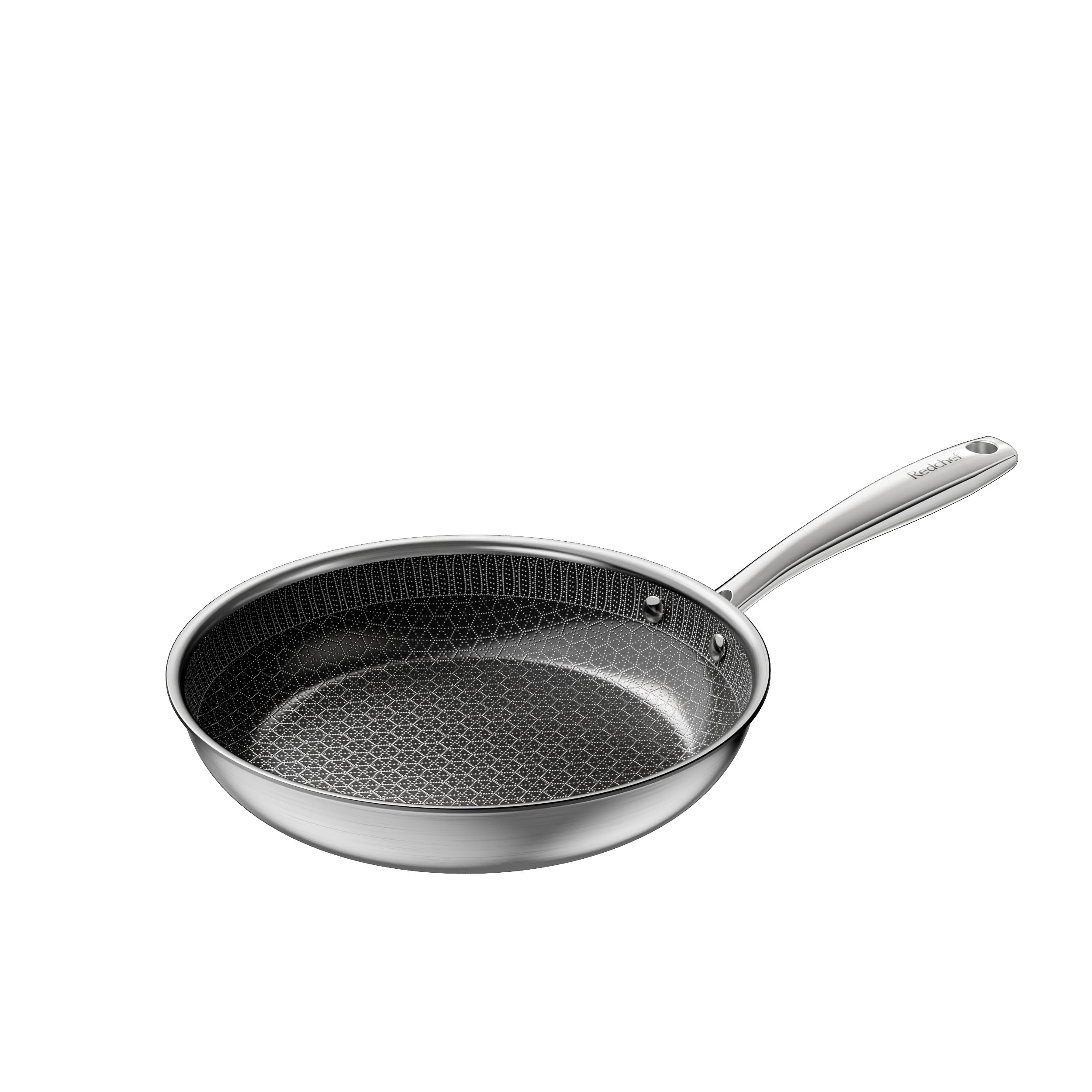 Redchef Non Stick Hybrid Egg/Omelette Pan,20cm Ceramic Frying Pan,Tri-Ply Stainless Steel Skillet,Non Toxic,PFAS PFOA/PTFE Free,Dishwasher/Oven Safe,Suitable for Induction Hobs,8"(Beige)