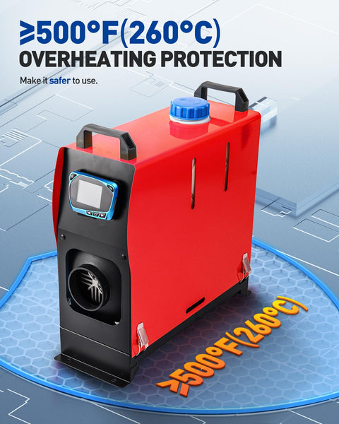 ShockFlo 12V 5KW Diesel Air Heater, All in One Parking Heater Kit with Remote Control, Silencer and LCD Display, Fast Heating, for RV Truck, Motorhomes, Boat, Bus, Car Trailer, Caravans