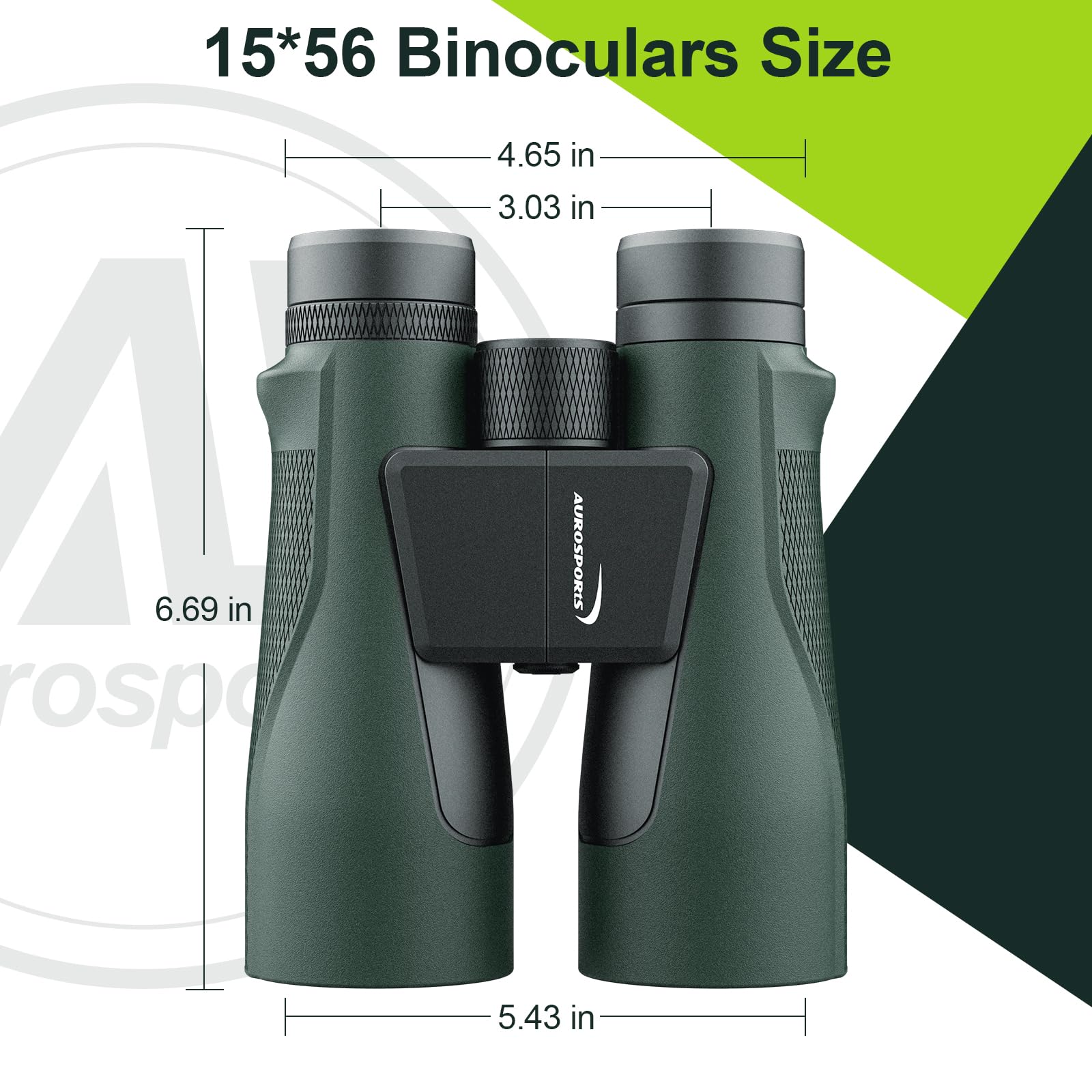 15x56 Binoculars for Adults High Powered - Aurosports HD Large View Binocular with Clear Low Light Vision - Lightweight Easy Focus Binos Bird Watching Hunting Hiking Cruise Travel - Black