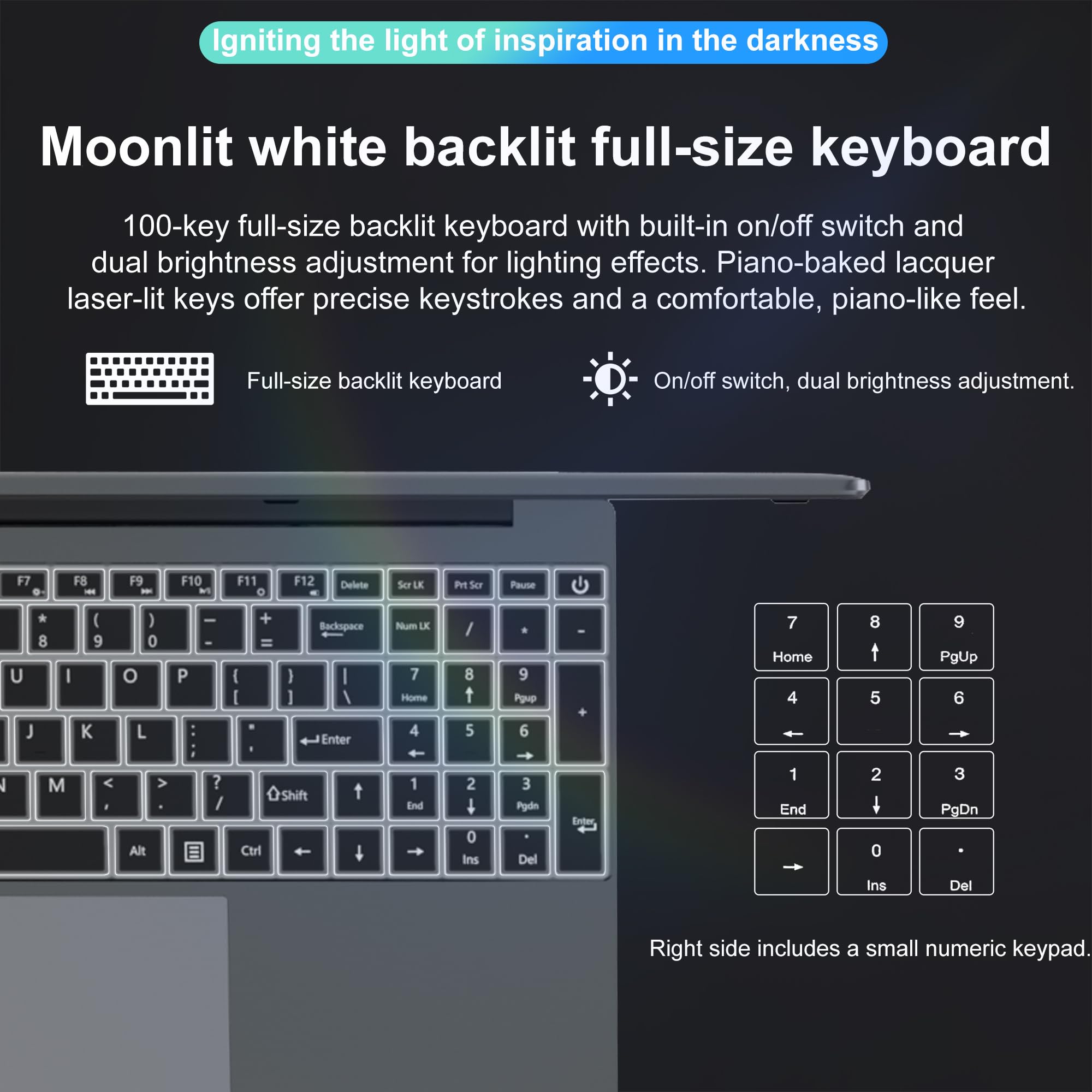 15.6" Laptop - 16GB RAM 512GB SSD PC Laptop, Quad-Core N95 Processor Up to 3.1GHz, Computers with USB3.0,Ethernet port,Touch ID, WiFi, BT4.2, for Students/Business