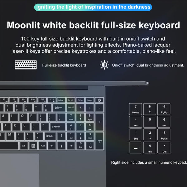 15.6" Laptop - 16GB RAM 512GB SSD PC Laptop, Quad-Core N95 Processor Up to 3.1GHz, Computers with USB3.0,Ethernet port,Touch ID, WiFi, BT4.2, for Students/Business