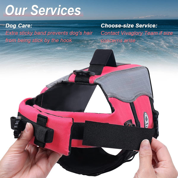 VIVAGLORY Front Float Dog Life Jacket, Dog Buoyancy Aid for Swimming & Boating, Life Vest with Chin Float & Handle, Ripstop & Buoyancy for Doggy, L, Yellow Grey