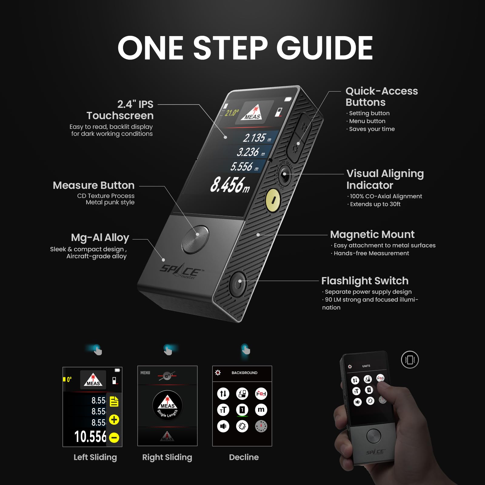 MiLESEEY D9 Pro Laser Distance Meter with Visual Aligning Indicator, 100m Laser Measure Device With IPS Touchscreen Interface, P2P, Live Angle Display, APP Sync, 14 Measuring Modes