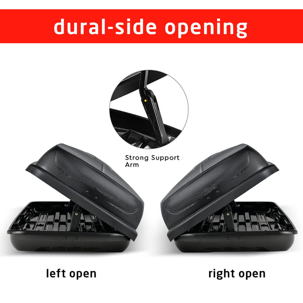 TANGZON Car Roof Box, 400L Extra-Large Car Top Roofbox with Dual Side Opening, Waterproof Hard Rooftop Cargo Carrier Storage Box for Tents Bags Luggage, Fits Most Cars (Black)