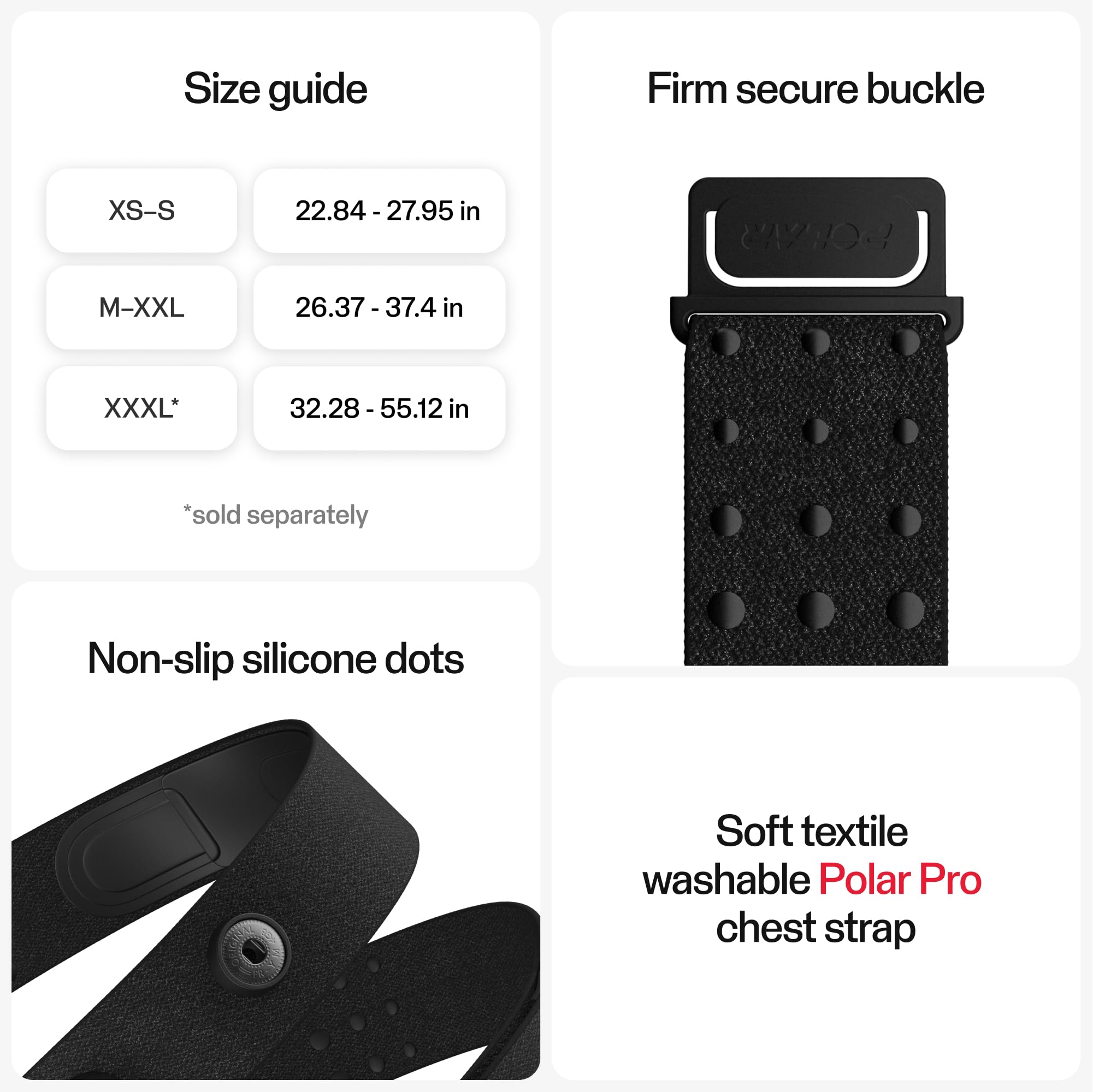 Polar H10 Heart Rate Monitor – ANT Plus, Bluetooth - Waterproof HR Sensor with Chest Strap - Built-in memory, Software updates