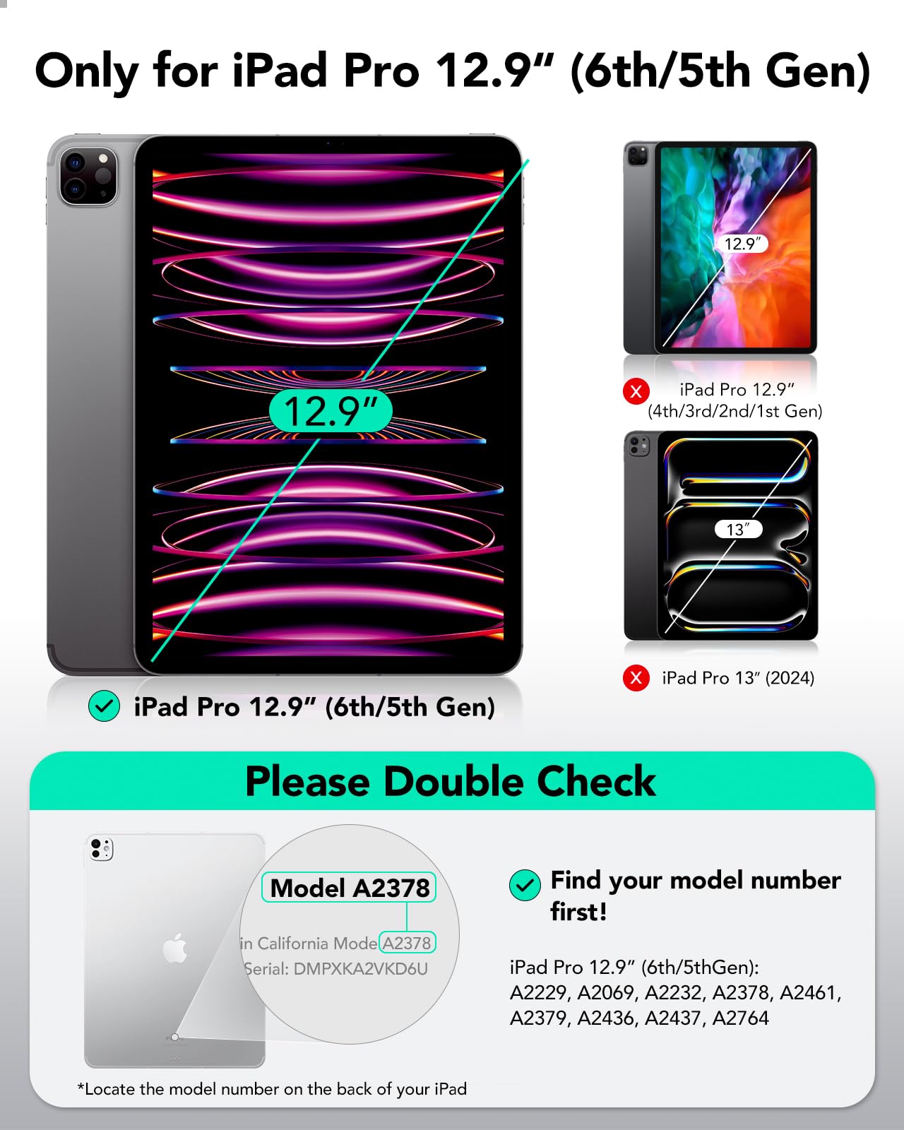 ESR for iPad Pro 12.9 Case (6th/5th Generation, 2022/2021), Removable Magnetic Cover, Adjustable Portrait/Landscape Stand with Raised Display View, 9 Standing Angles, Shift Series, Black