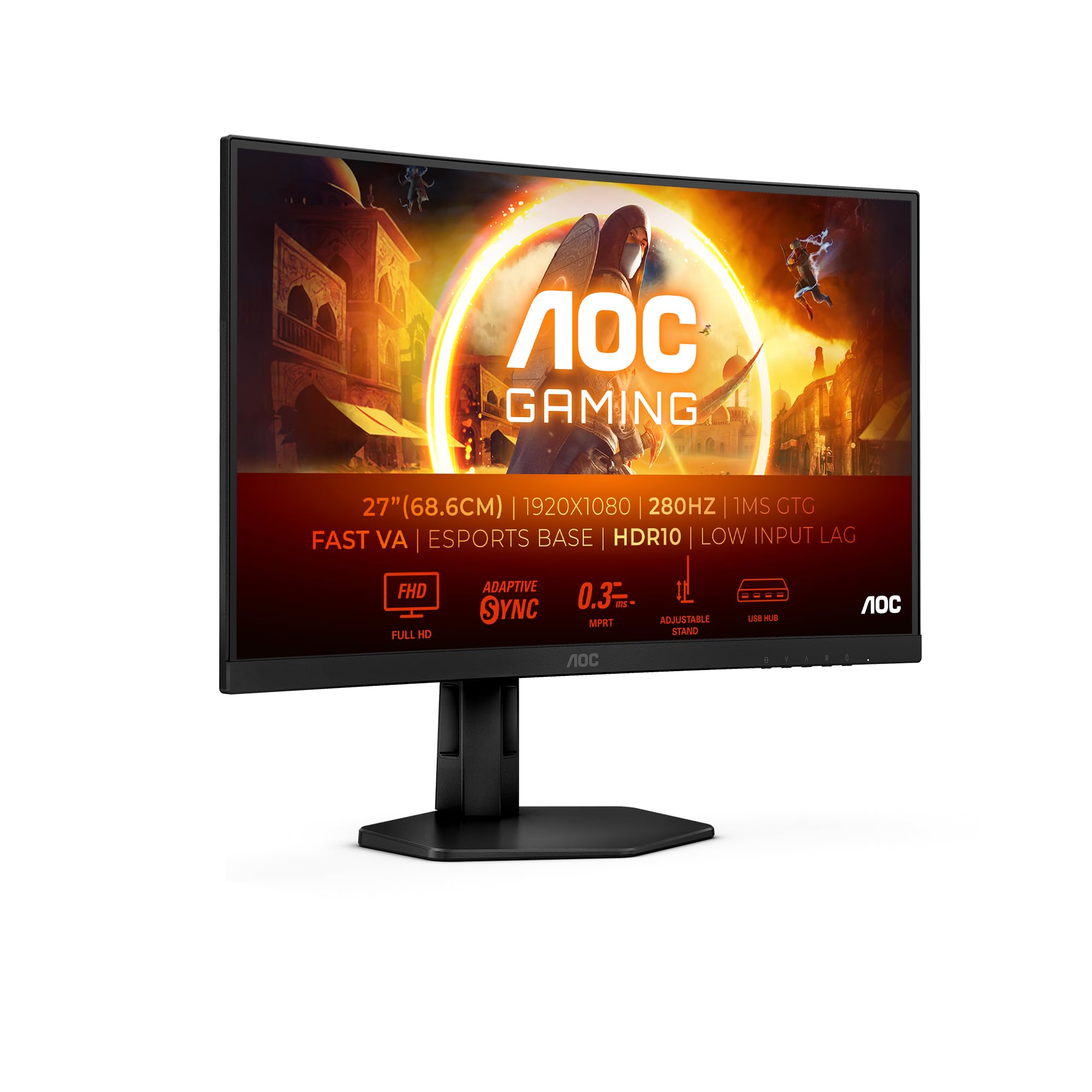 AOC Gaming 25G3ZM/BK - 24.5" 240Hz FHD Monitor, 0.5ms MPRT, FreeSync Premium (1920x1080, HDMI 2.0 x 2, DisplayPort 1.2 x 1, Headphone out (3.5mm)) black/red