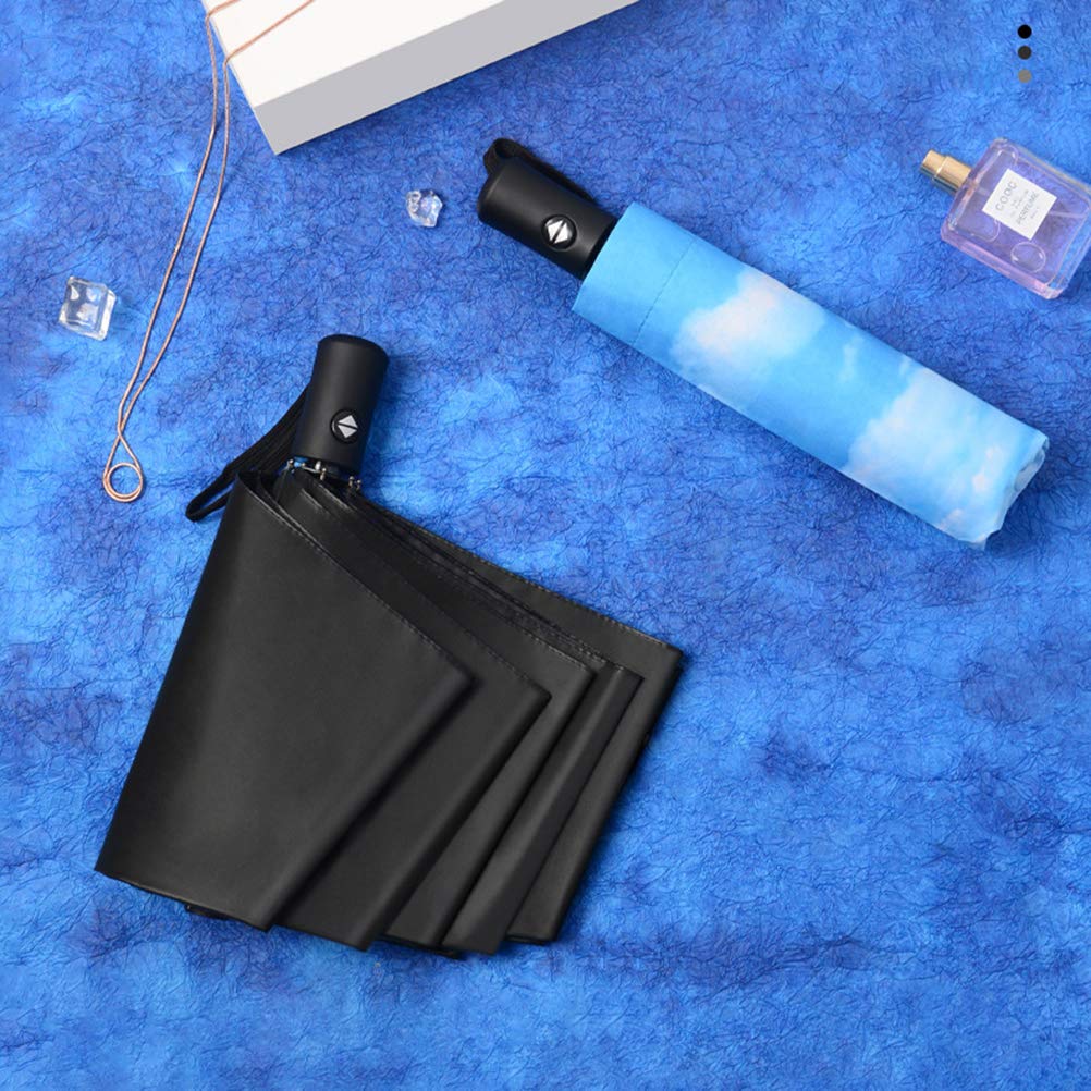 Maibar Umbrella Windproof Strong 24 Ribs Compact Umbrellas Sun UV Protection spf 50 Folding Travel Large Auto Open Close Umbrellas Umbrella (Black)