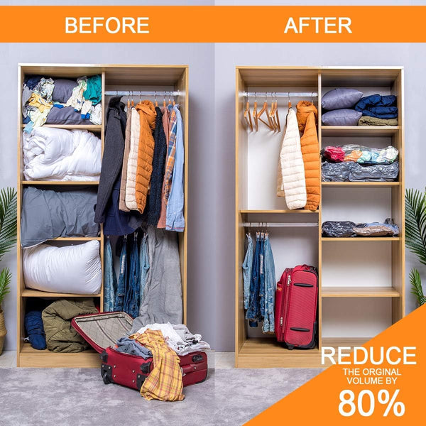 GONGSHI Vacuum Storage Bags (3 x Jumbo, 3 x Large, 3 x Medium, 3 x Small), Space Saver Sealer Compression Bags with Travel Hand Pump