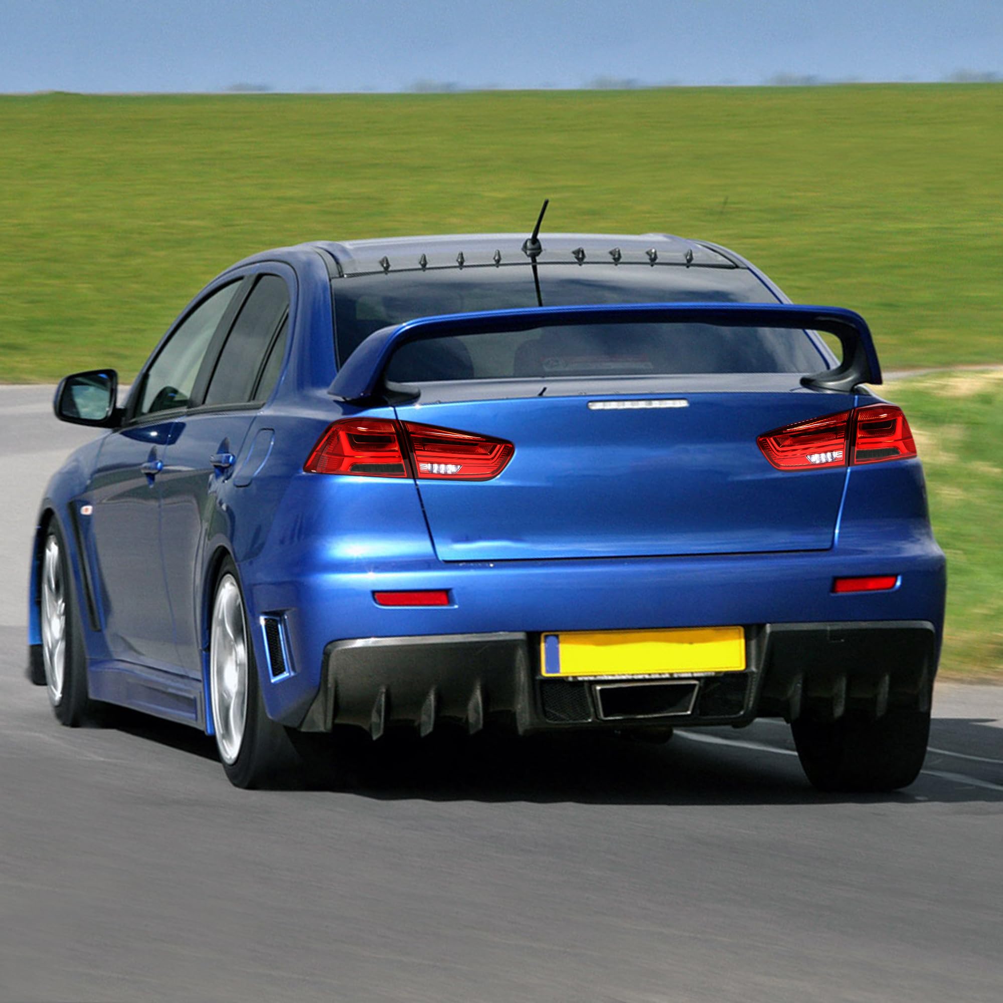 LED Rear Lights compatible with Lancer & EVO X 2008-2020 (Not Fit fortis/io), w/Amber Sequential indicator, Driver & Passenger Side - Red