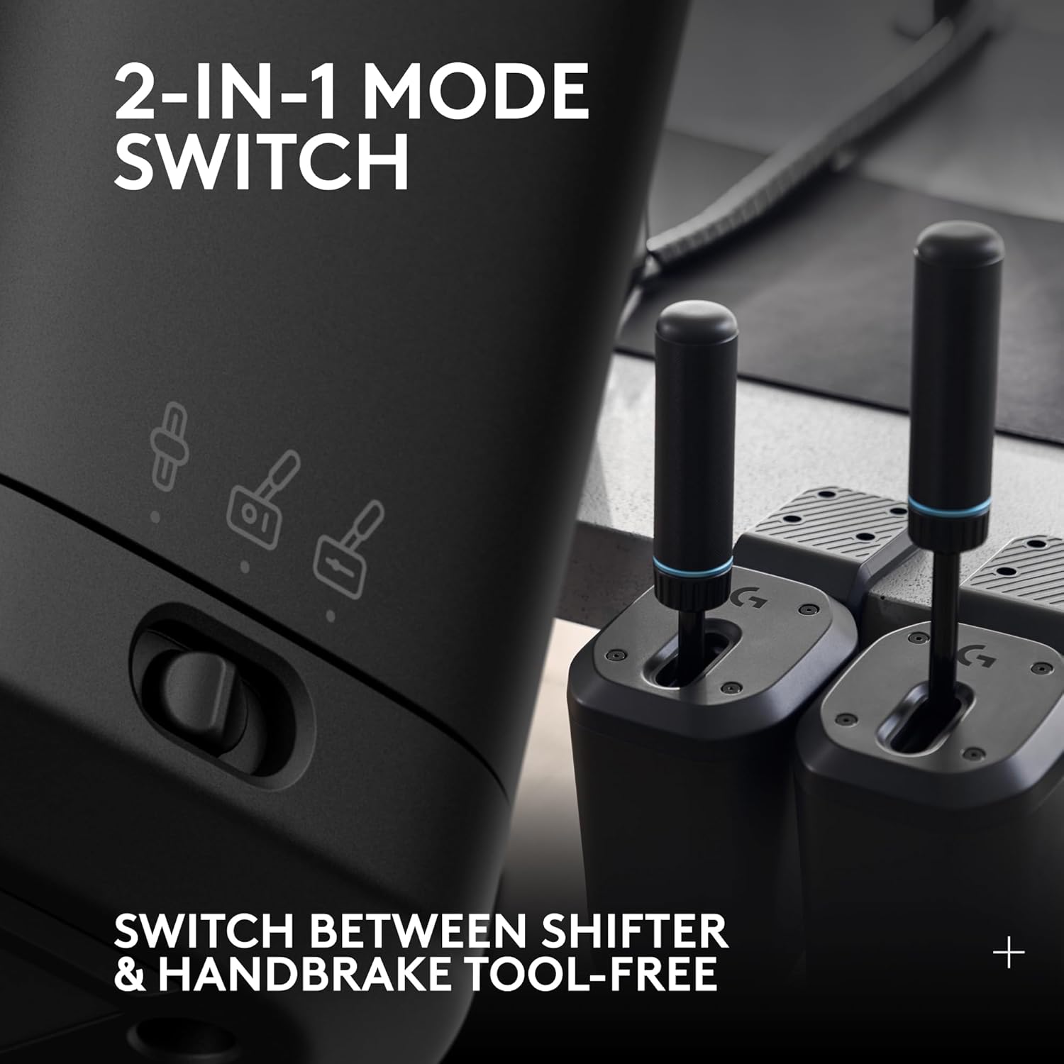 Logitech G RS Shifter and Handbrake With Easy Mode-Switching, Height-Adjustable Handle, and Table Clamp, for G and PRO Series Wheels, PS, Xbox, and PC Racing Units - Black