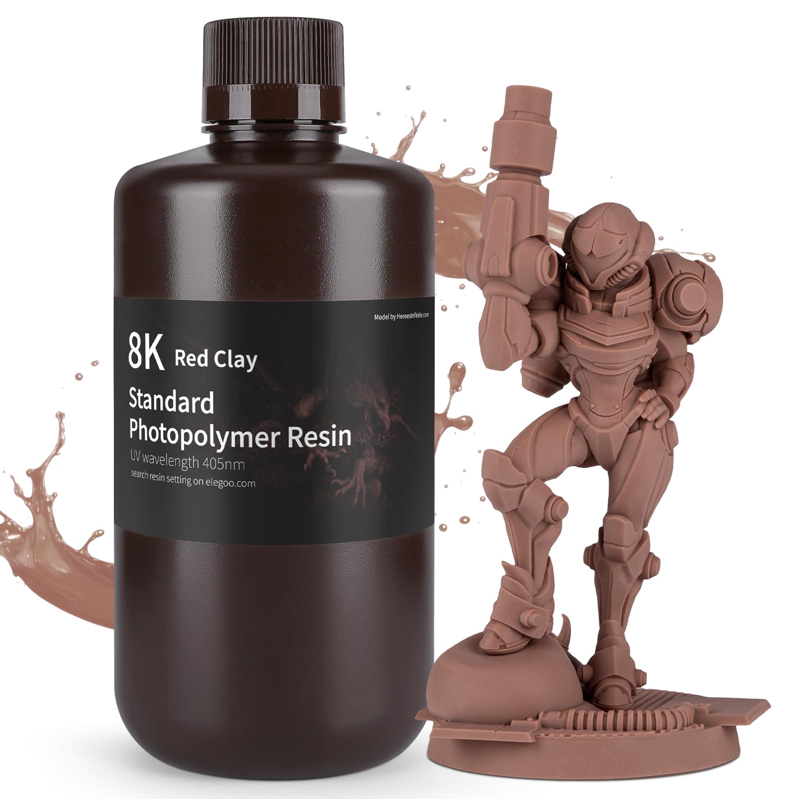 ELEGOO 8K 3D Printer Resin, Standard Photopolymer Resin 405nm UV-Curing Resin, Best for 8K/9K/12K/14K/16K LCD 3D Printer Space Grey 1000G