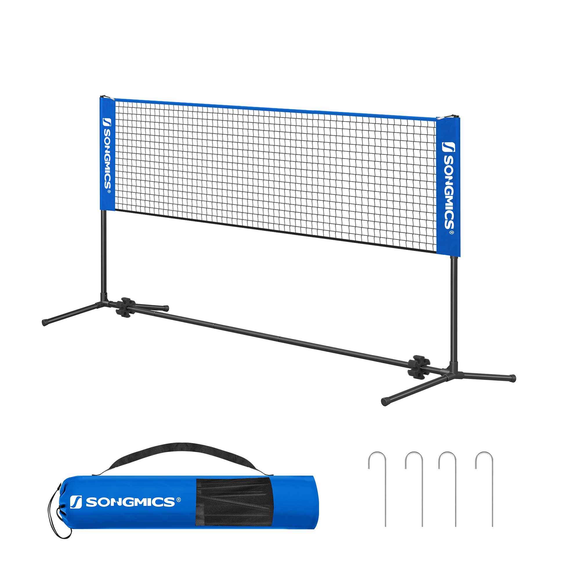 SONGMICS 3 m Badminton Net, Volleyball Net, Adjustable Poles Height, Portable Set for Tennis