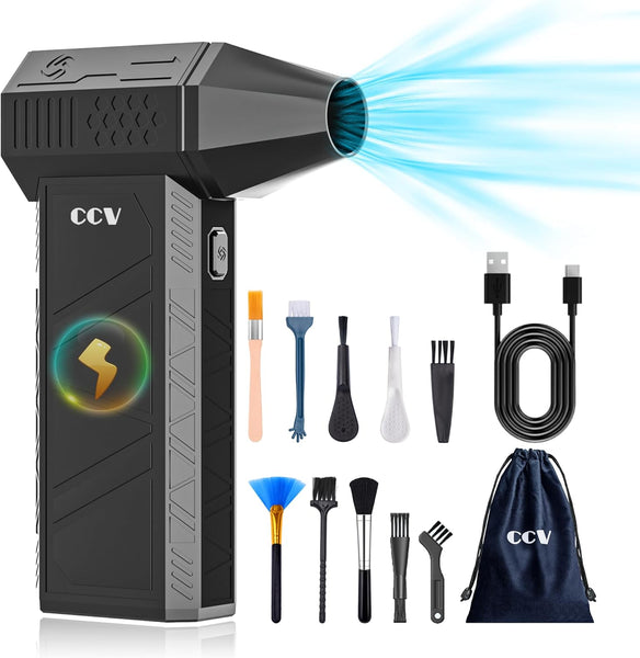 Compressed Air Duster - 150000RPM Electric Air Duster for Cleaning Keyboard&PC 3 Gears Adjustable Rechargeable Cordless Jet Dry Blower Air Blower for Car and Home (F33-Black-UK)