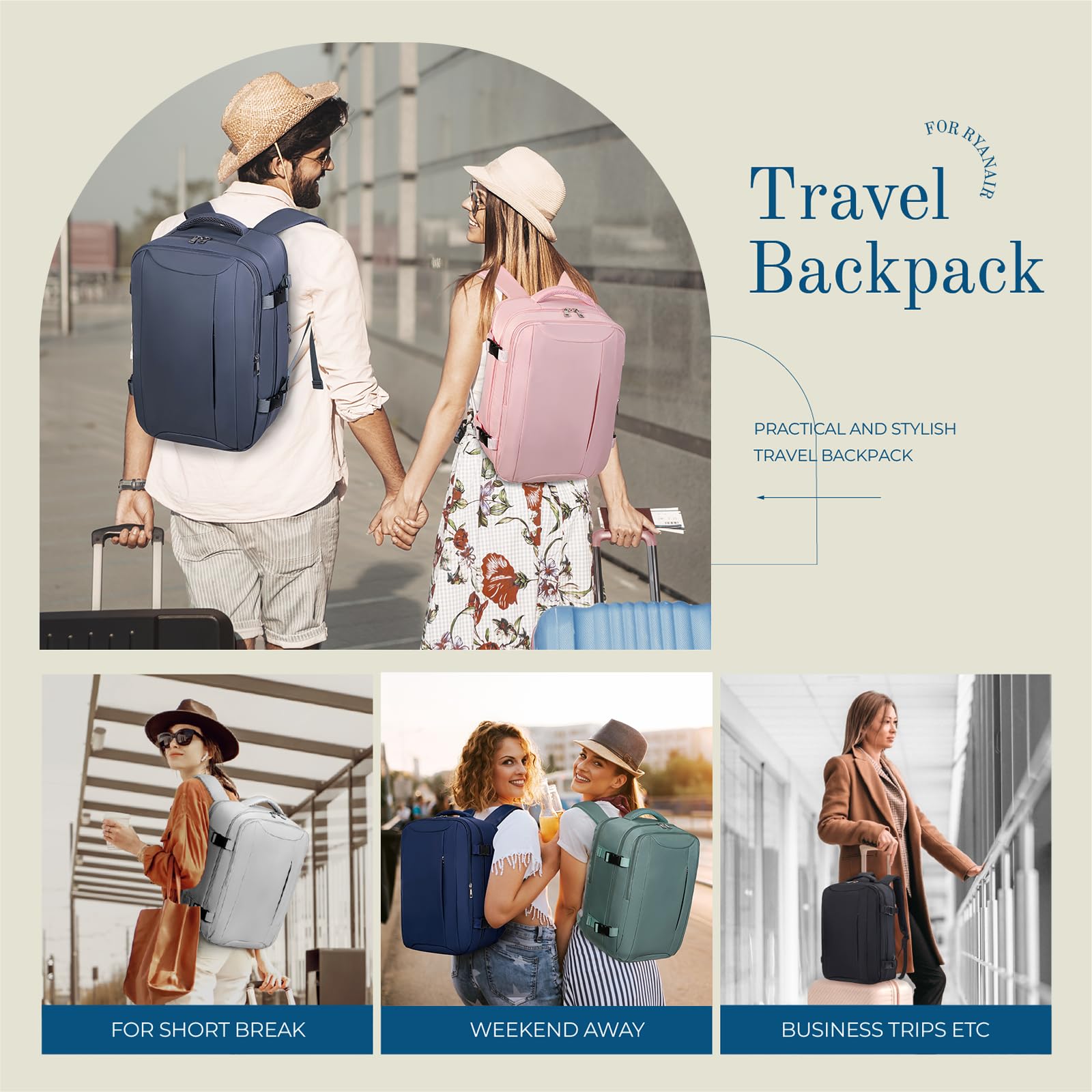 Cabin Bag 45x36x20 for New Easyjet, Underseat Cabin Luggage Bags Carry on Travel Backpack Cabin Size for Airplanes, 30L Hand Luggage Suitcase Water Resistant Laptop Backpacks Black