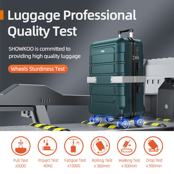 SHOWKOO Suitcase Large 28-Inch Expandable PC+ABS Hard Shell Travel Luggage Lightweight Durable High Capacity with Double Spinner Wheels TSA Lock, 28" Green