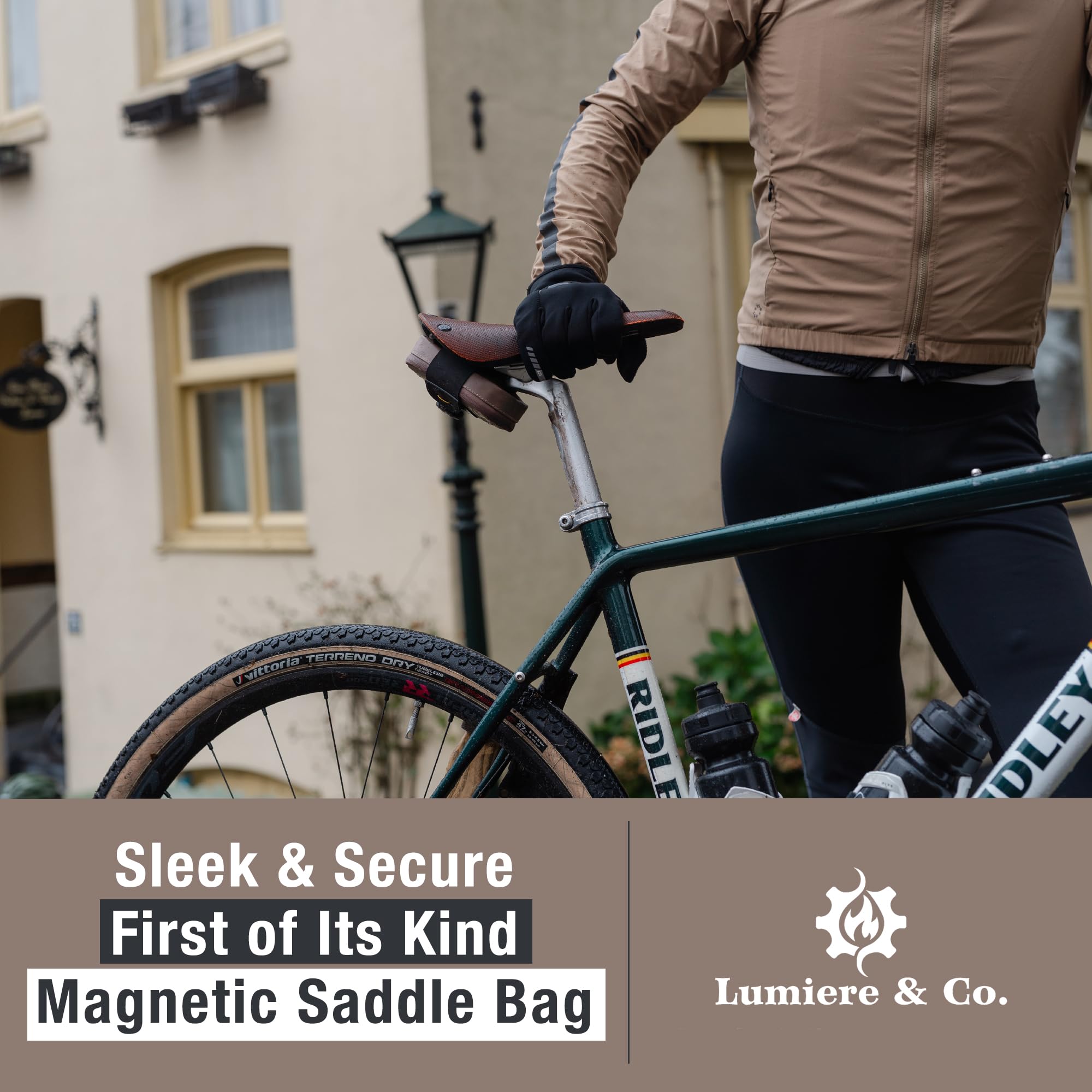 Lumiere & Co. Falcon Magnetic Bike Saddle Bag – 0.69L | 6" x 3.5" x 2" | Sleek Minimalist Brick Design, Fast Magnetic Buckle Attachment | Road Cycling–Specific Bike Seat Bag (Black, Large)