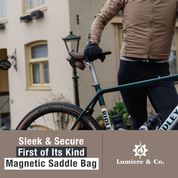 Lumiere & Co. Falcon Magnetic Bike Saddle Bag – 0.69L | 6" x 3.5" x 2" | Sleek Minimalist Brick Design, Fast Magnetic Buckle Attachment | Road Cycling–Specific Bike Seat Bag (Black, Large)