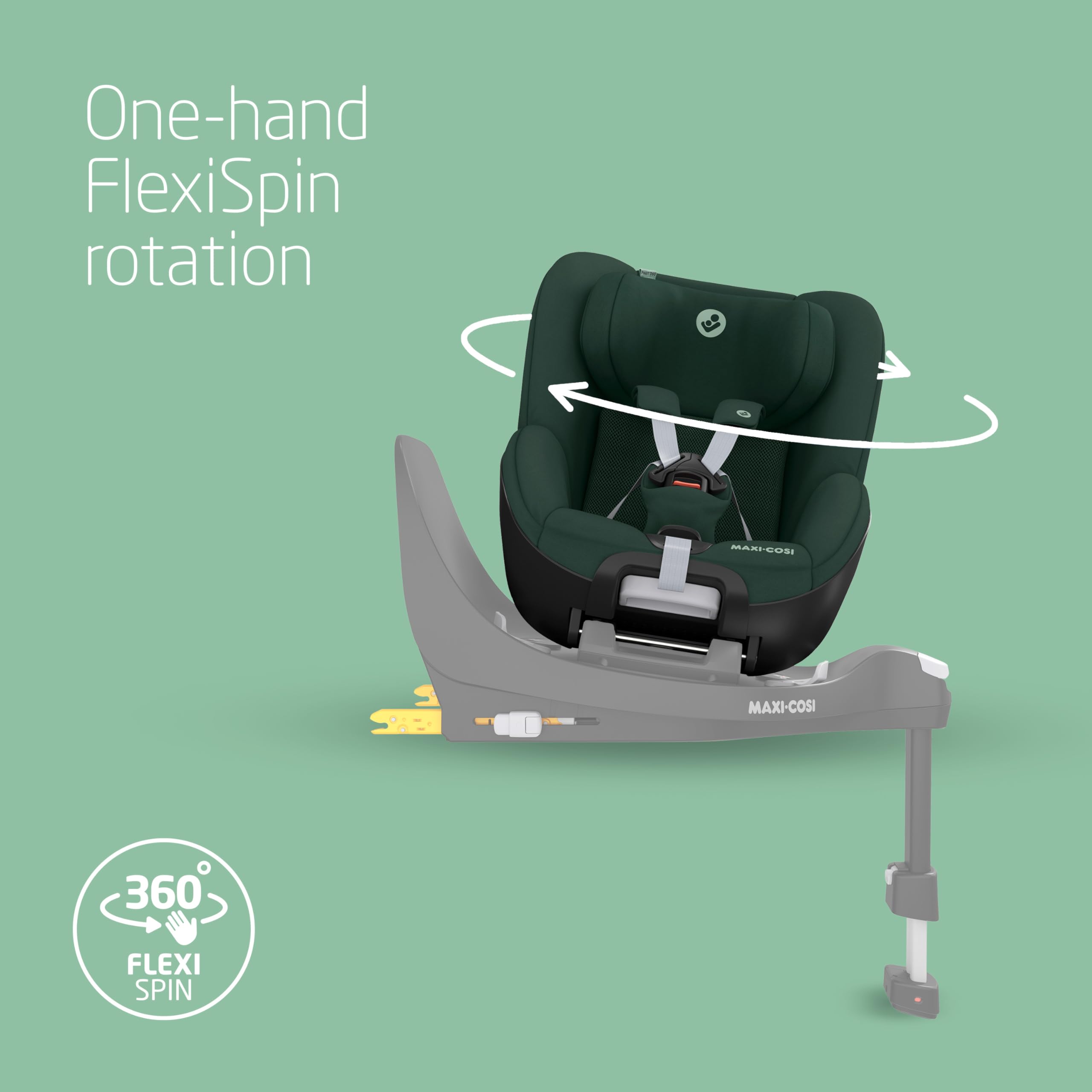 Maxi-Cosi FamilyFix 360 i-Size Base, Rotating Car Seat System, 360 Swivel ISOFIX Base, 0-4 Years (40-105 cm), One-Hand FlexiSpin Rotation, TravelSafe Rotation Control, Click & Go, Black