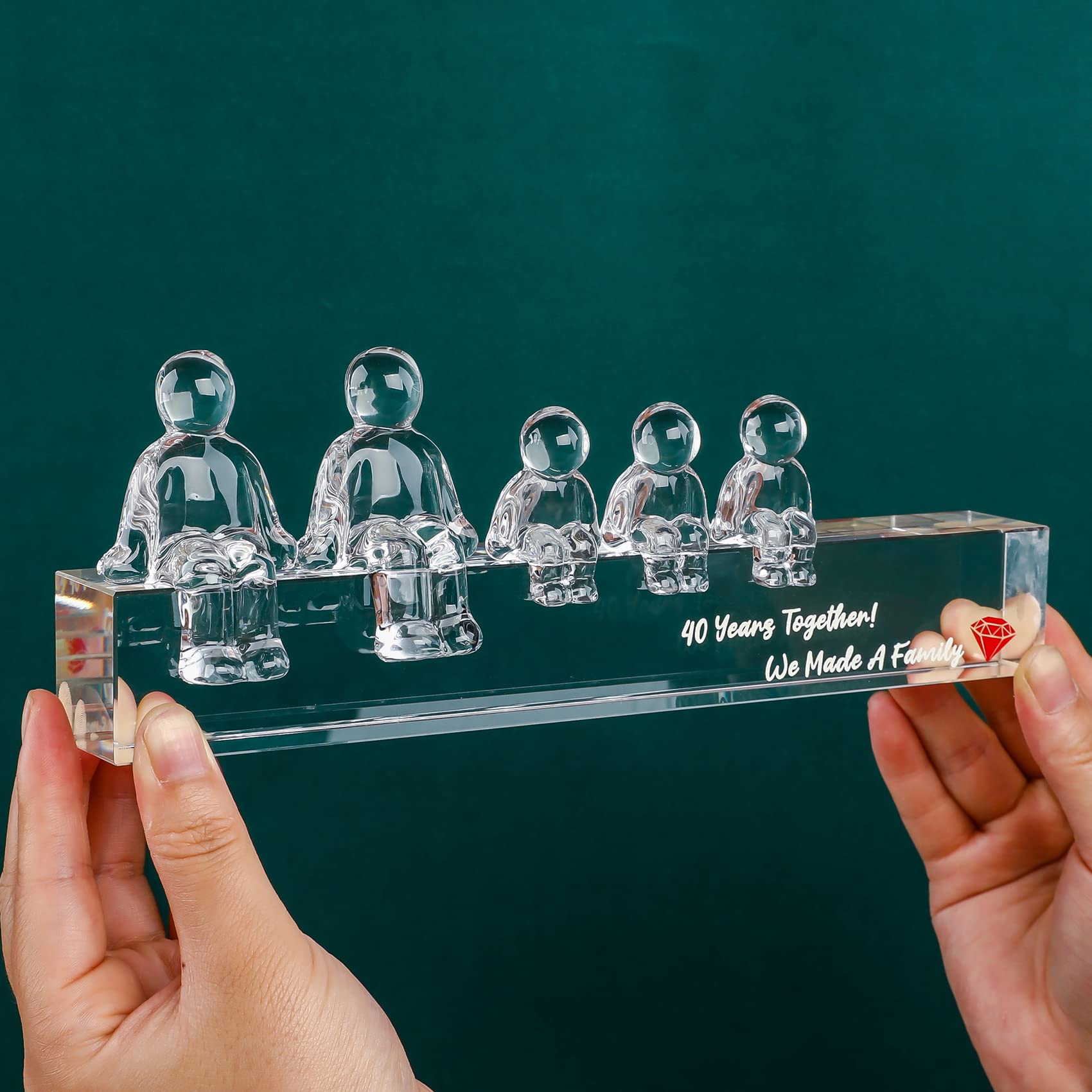 Movdyka Crystal 40th Ruby Wedding Anniversary Sets Idea Gifts for Her Wife, 40 Years Together We Made A Family Figurines Ornaments for Him (3