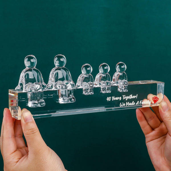 Movdyka Crystal 40th Ruby Wedding Anniversary Sets Idea Gifts for Her Wife, 40 Years Together We Made A Family Figurines Ornaments for Him (3