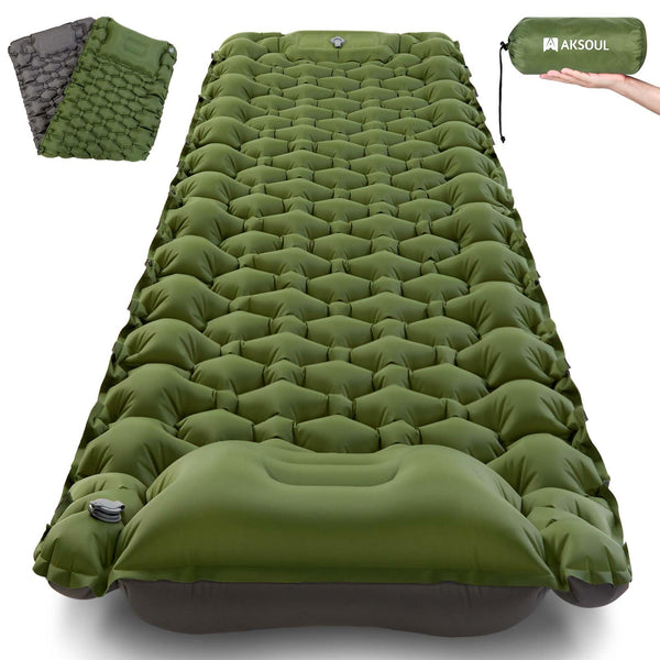 AKSOUL Self Inflating Sleeping Mat for Camping: 8-12CM Thickness Single Camp Mattress, Double Joinable Camping Inflatable Mat