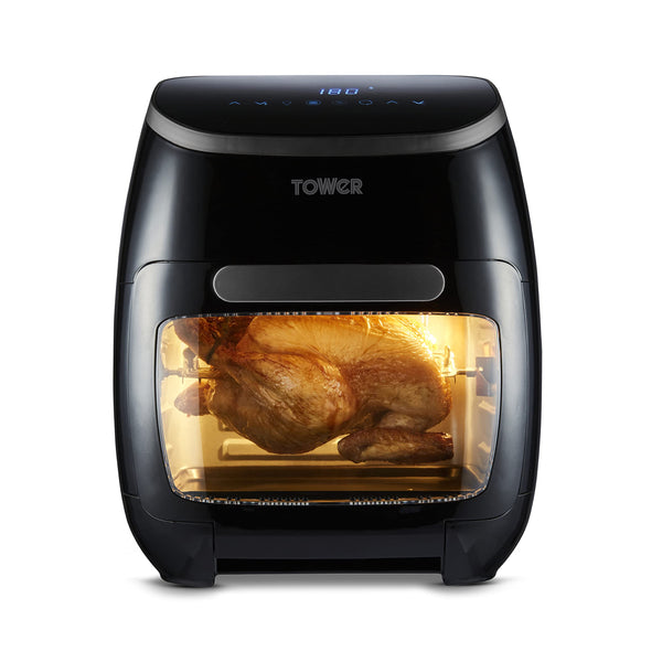 Tower T17122 Vortx Platinum Xpress Digital 30L Air Fryer Oven with Vizion Viewing Window, 18 Cooking Options, 2 Hour Timer, 1800W, Black