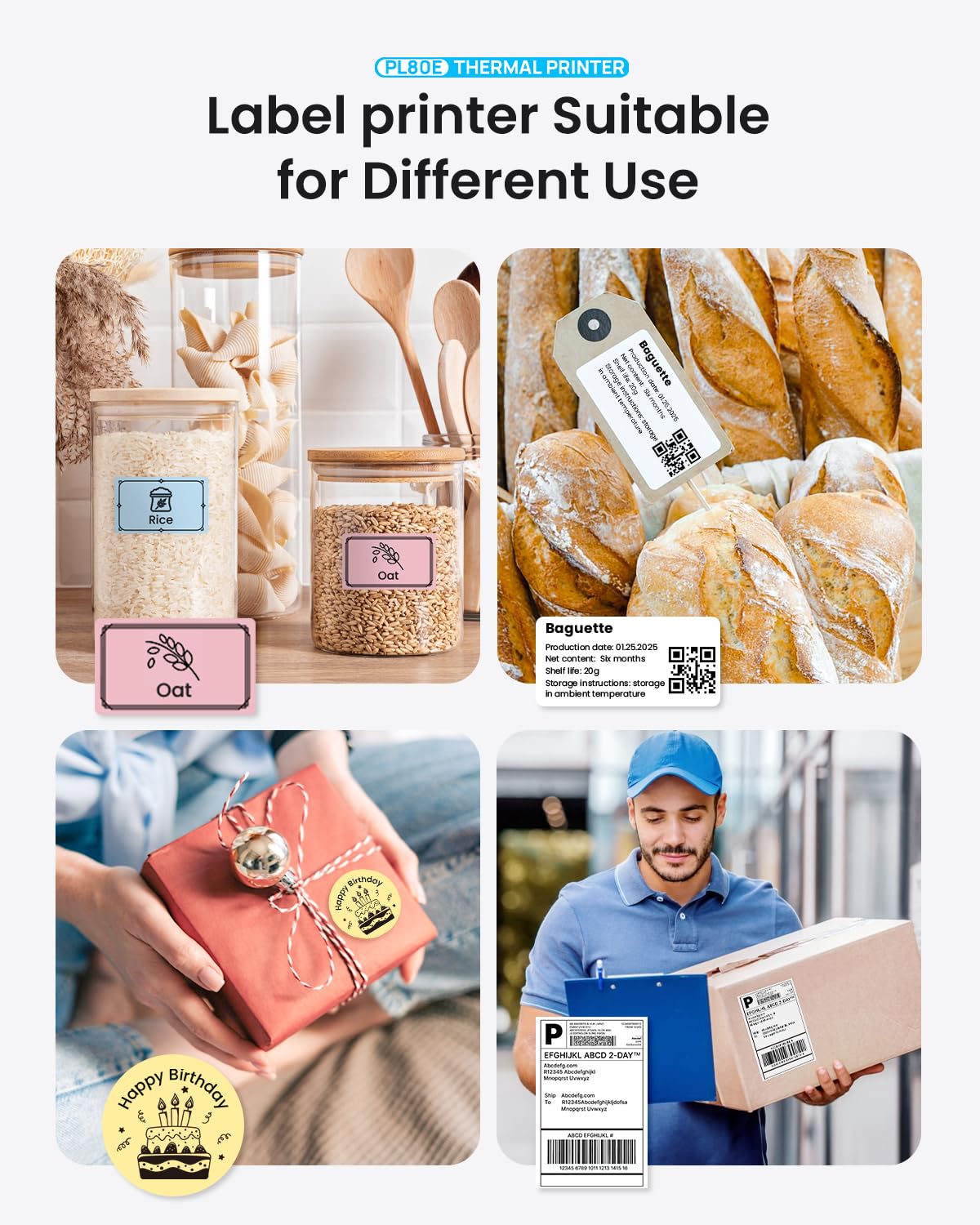 POLONO Bluetooth Thermal Shipping Label Printer, Wireless 4x6 Shipping Label Printer for Small Business, Support iOS, Android, Windows and Mac, Compatible with Amazon, Ebay, Shopify, Etsy, USPS (Grey)