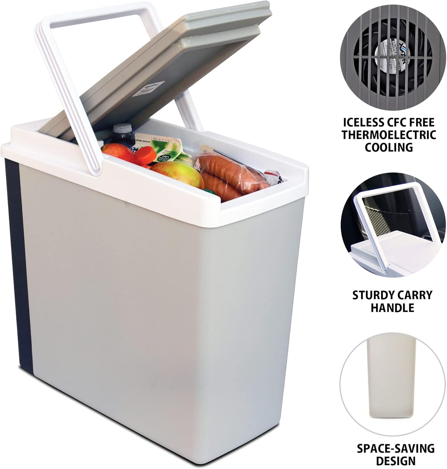 Koolatron Cool Box 17L Electric Iceless Cooler Car Mini Fridge Refrigerator Hot and Cold Function Summer Cool Insulated Cooler Box Cool Bags for Camping Picnics Travels Keep Food Drinks Chill Grey