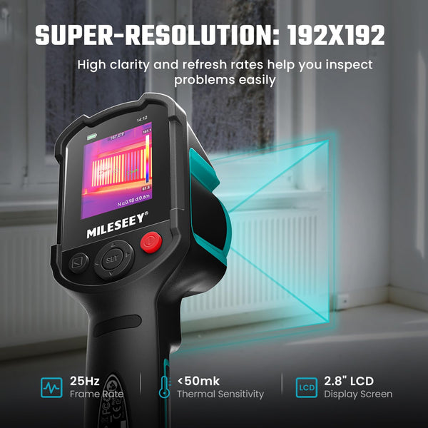 MiLESEEY TR10 Thermal Imaging Camera, Super Resolution 192 x 192 Thermal Camera, 25 Hz Refresh Rate, -4°F to 1022°F Handheld Infrared Imager, 8-Hour Battery Life Infrared Camera