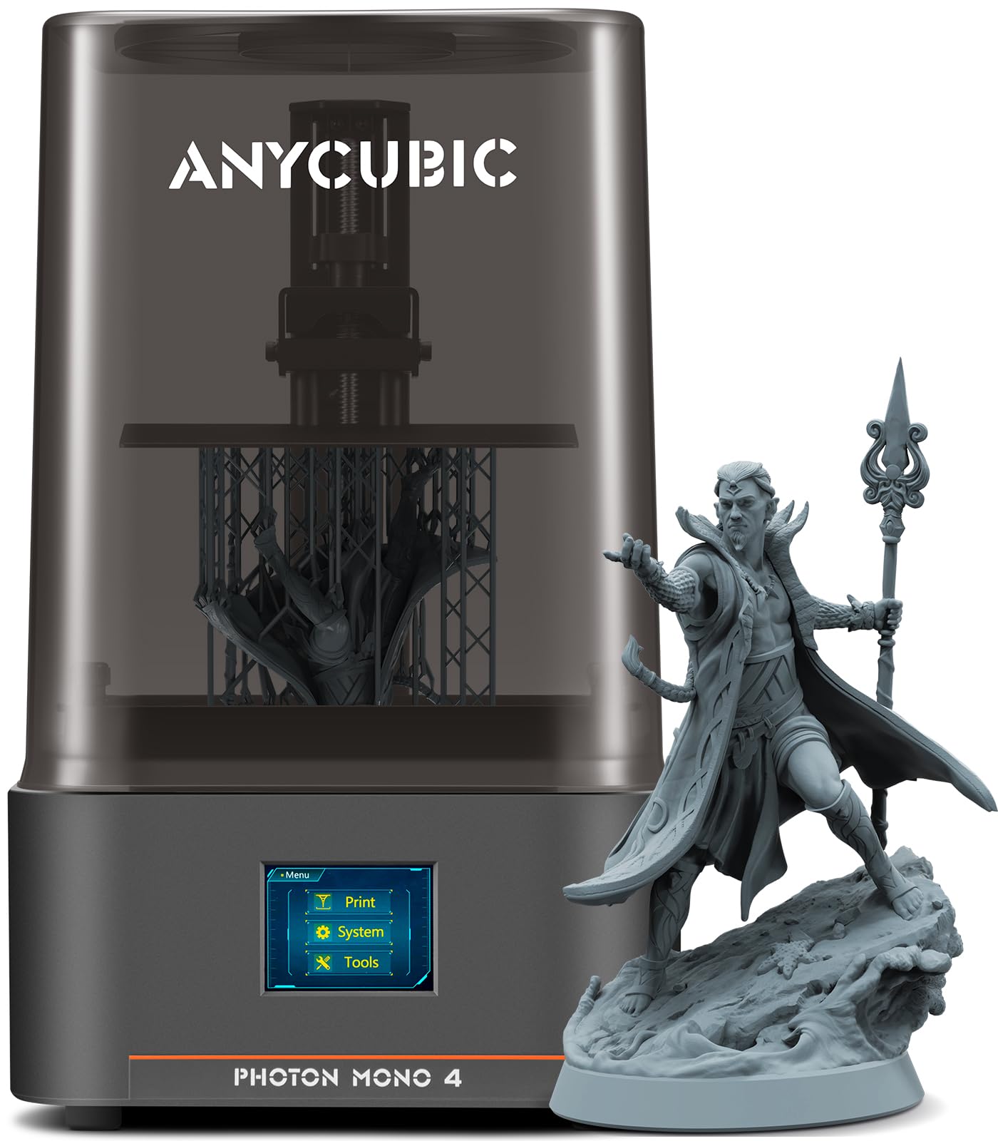 ANYCUBIC Photon Mono 4 Resin 3D Printer, 7'' 10K Mono LCD Screen with Stable LighTurbo Light Source, 70mm/h Fast Printing, Print Volume 6.04'' x 3.42'' x 6.49''