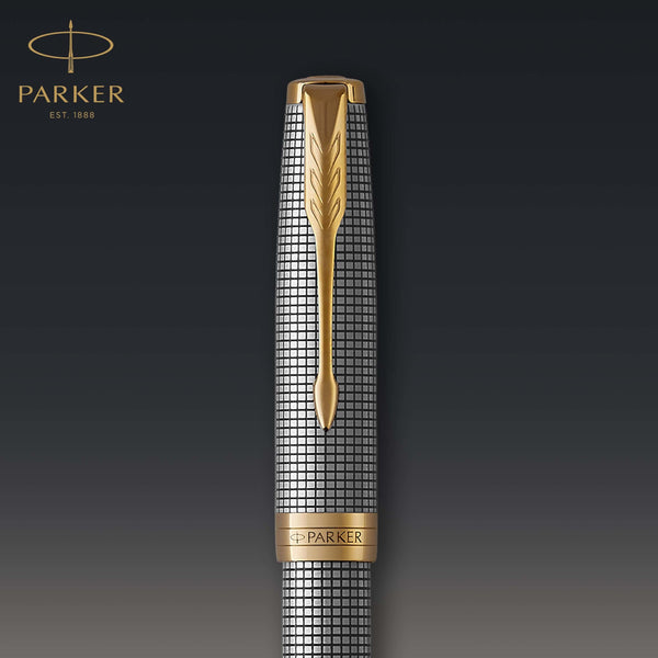 Parker Sonnet Ballpoint Pen | Stainless Steel with Gold Trim | Medium Point | Handwriting Pens & Stationery Supplies | Black Ink | Gift Box