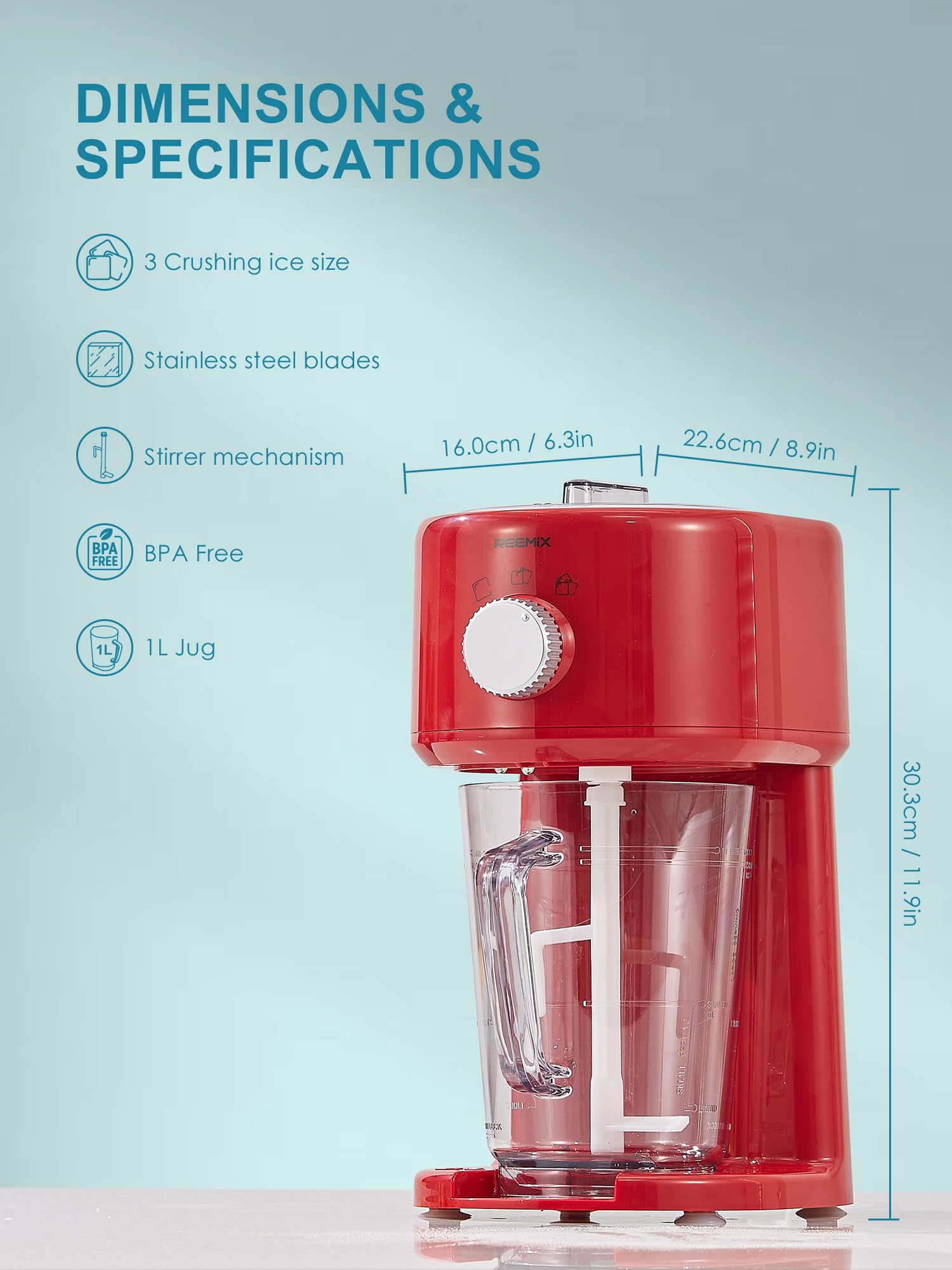 Electric Ice Crusher, Slushy Maker Ice Shaver with Removable Jug for Blending Slushies, Ice Crushing Machine for Snow Cones Slushies Smoothies, and