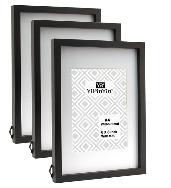 Black 50x70cm Boxed Picture Frames Set of 3 with Mounts for 40x60cm, 70x50cm poster frame with Acid Free mount for 40x60cm photo (Black 3Pack)
