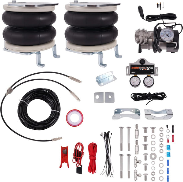 maXpeedingrods Air Suspension Kit for Nissan Interstar X70, for Opel Vauxhall Movano X70, for Renault Master X70 1998-2010, 2x Air Spring + Compressor + Gauge, 4000kg 12V