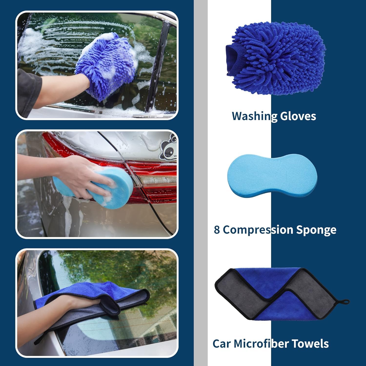 Bemece 29 Piece car detailing kit, car cleaning kit for Cleaning Wheels, Interior, Exterior, Leather, Dashboard, Vents (Blue)…